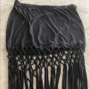 RVCA strapless top with long fringe size medium